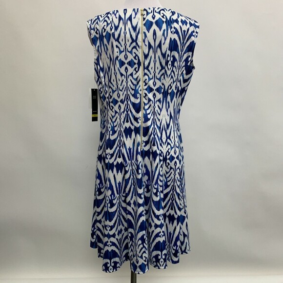 Zarr Collection Women's Dress 14 White Blue Multicolor Sleeveless NWT - Picture 3 of 7
